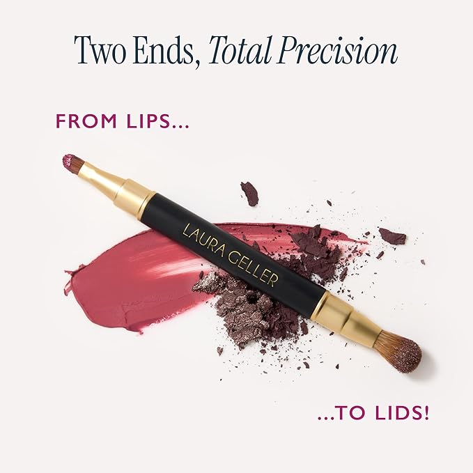 LAURA GELLER NEW YORK Retractable Dual-Ended Lip & Eyeshadow Brush | Two-in-One Tool for Applying Eye Makeup and Lipsticks with Ease | Travel Friendly Retractable Design