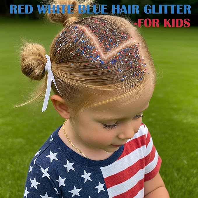 Red White Blue Patriotic Face Glitter & USA Star Headband Set,4th of July Hair Glitter Accessories,Blue Body Glitter Makeup,Fourth of July Outfits for Women Girls Kids