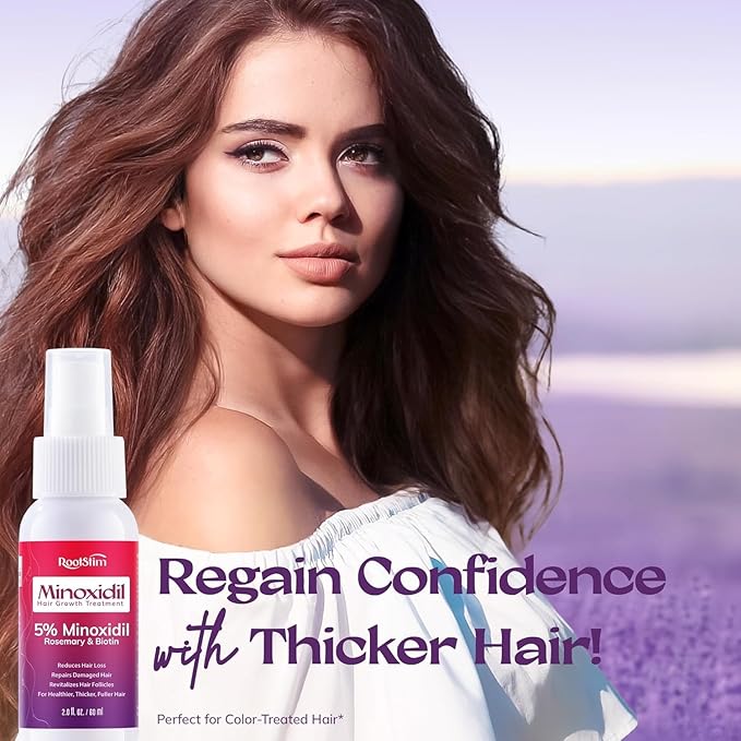 5% Minoxidil Spray for Women Hair Growth: RootStim Extra Strength Hair Regrowth Treatment with Biotin, Caffeine & Peptides for Thinning Hair, Fuller & Healthier Hair - 2 Fl Oz