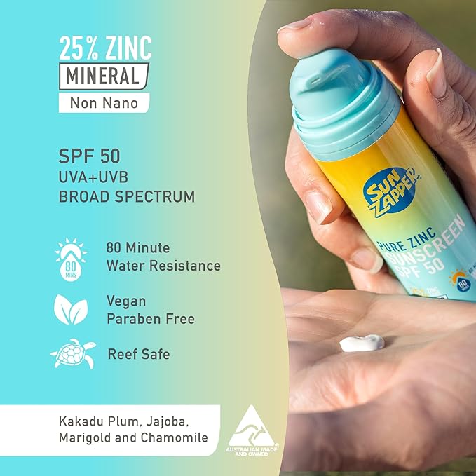 Sun Zapper Pure Zinc Mineral Sunscreen SPF 50 Pump, 25% Zinc Oxide, Broad Spectrum UVA/UVB, Reef Safe, Fragrance Free, Paraben Free, Water Resistant 80 Min, Rubs in Clear, 3.5 oz (100 g)