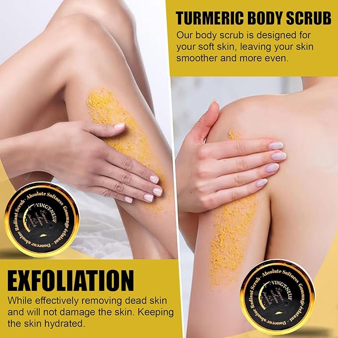 (29) Exfoliating Turmeric Body Scrub – Sea Salt, Jojoba & Almond Oil | Daily Body Exfoliator for Smooth, Radiant-Looking Skin | Gentle, Hydrating Scrub for All Skin Types (280ml)