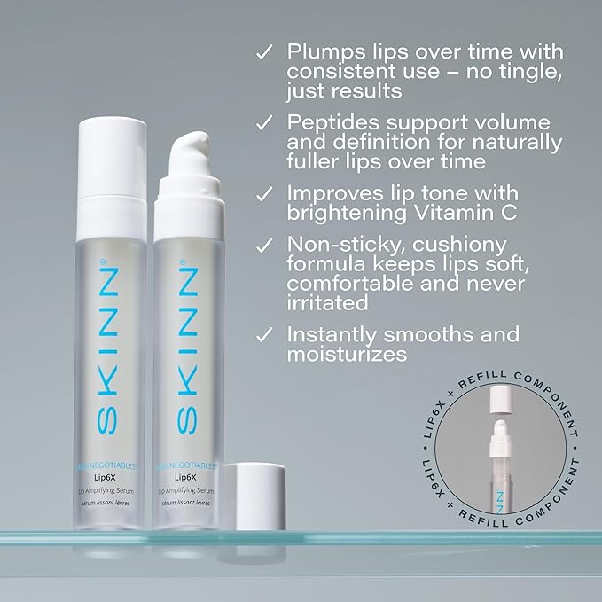 SKINN Lip Amplifying Serum, Lip6X Refill with Peptides - Deep Moisturizing Serum Plumps, Hydrates, Smooths & Boosts Collagen Production - Lip Care Products for Women