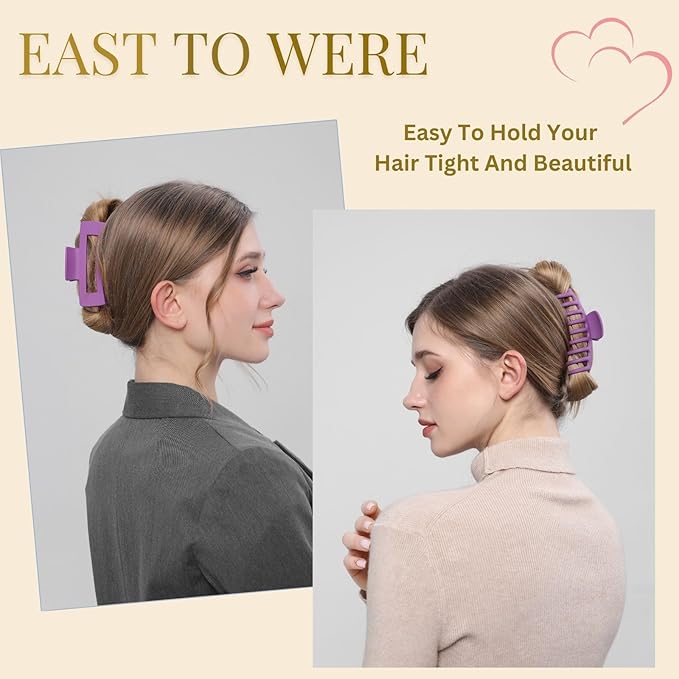 LuSeren 8 Pack Colorful Hair Clips for Women 4.3 Inch Large Hair Claw Clips for Women Thin Thick Curly Hair, Big Banana Clips,Strong Hold jaw clips