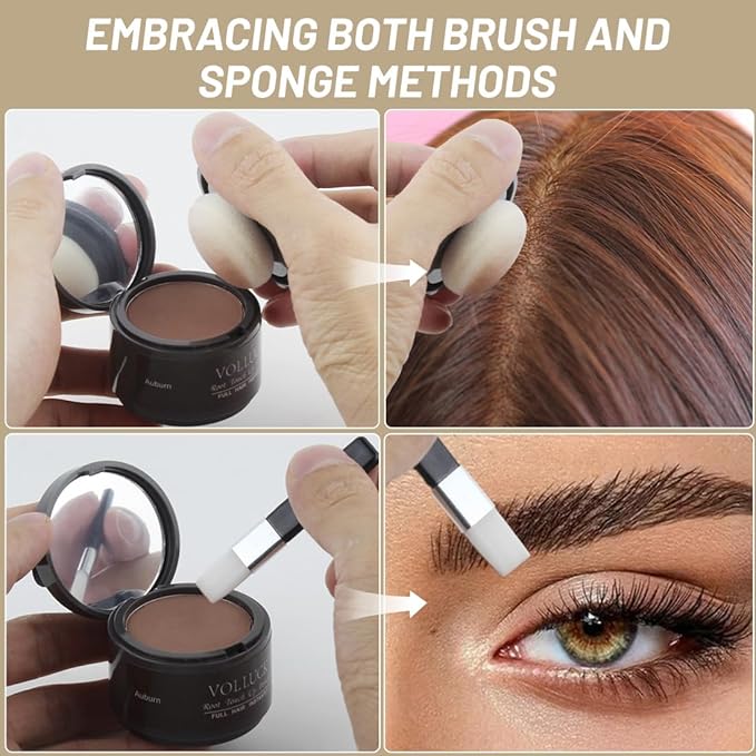 VOLLUCK Root Touch up Powder, Instant Hairline Powder for Thinning Areas and Gray Hair Coverage, Natural and Non-greasy Root Cover up for Women and Men (Dark Blonde, 0.14 Ounce)