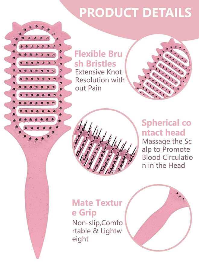 Curl Defining Brush for Curly Hair, 2025 Vented Detangling Brush for Wet, Curl Styling Brush for Women, Less Pulling, Defines & Shapes, Great Gift for Curly Hair Women (Pink)