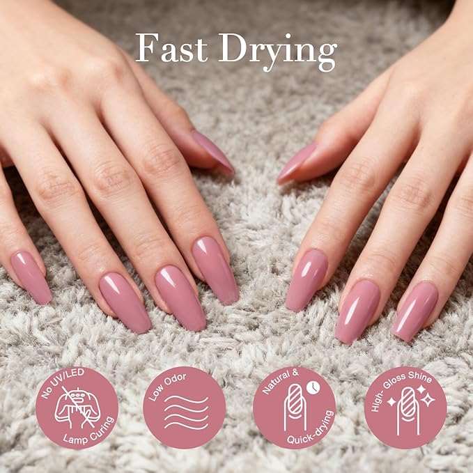 AZUREBEAUTY Nail Polish, Hazy Rose Quick Dry Nail Lacquer Natural Strengthening Treatment Kit DIY Salon at Home Women Gifts 0.34 fl oz