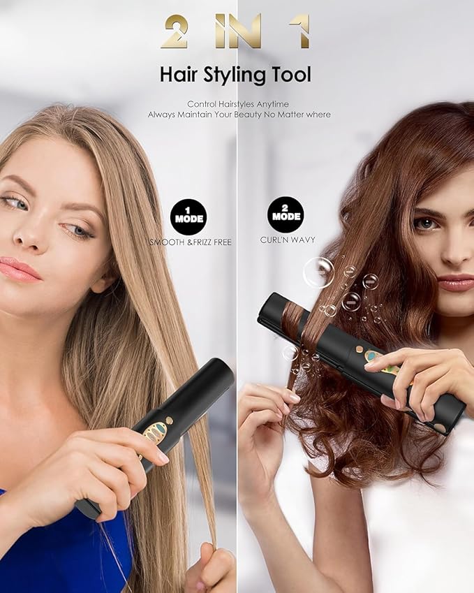 Portable Titanium Cordless Hair Straightener for Edges Bangs, Heat Up in Seconds & Lasts Up to 50 Minutes & USB C Rechargeable, Dual Voltage Mini Travel Flat Iron Hair Straightening-Not for Thick Hair