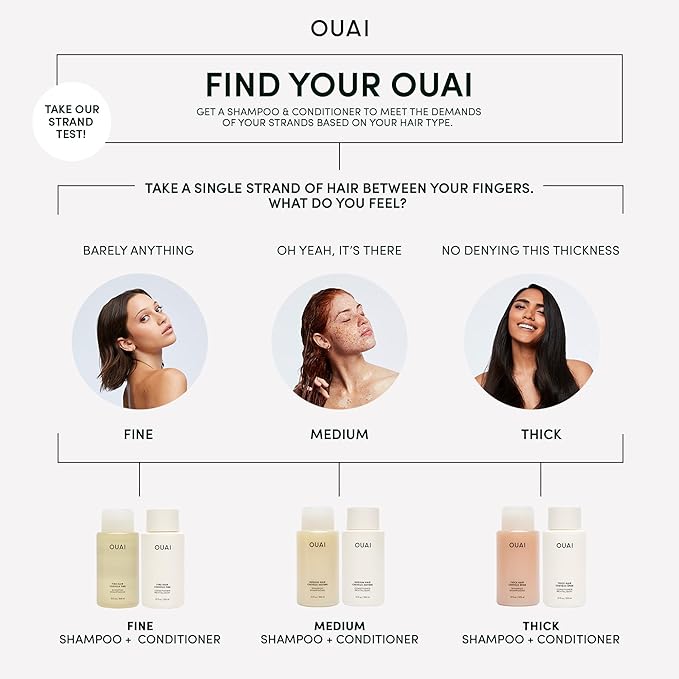 OUAI Medium Hair Bundle - Shampoo (10 Oz), Conditioner (10 Oz) & Hair Treatment Masque (8 Fl Oz) with Shea Butter, Keratin and Panthenol - Paraben, Phthalate and Sulfate Free
