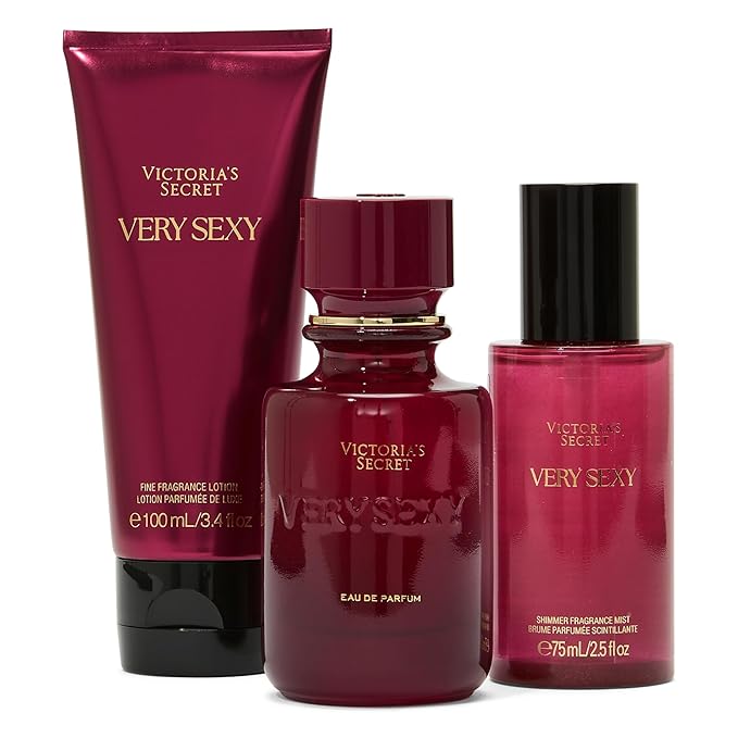 Victoria's Secret Very Sexy 3 Piece Luxe Fragrance Gift Set: 1.7 oz. Eau de Parfum, Travel Lotion & Shimmer Mist