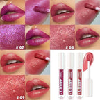 AMY'S DIARY 3Pcs Glitter Liquid Lipstick Set – Violet Purple, Ruby Wine, Cherry Red – Shimmer Metallic Lip Gloss, Long-Lasting Waterproof Lip Color, High Shine Sparkle Makeup for Women (Set c)