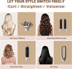 Bo'laiya 5-in-1 Hot-Air Brushes Brush for Straightening, Curling & Styling, Detachable & Interchangeable Brush Head, Negative Ionic Technology, for All Hair Types,Protective Glove Included