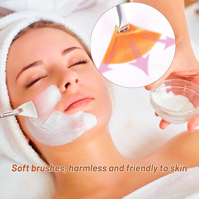 20 Pieces Fan Brushes Facial Applicator Brush Soft Makeup Mask Acid Applicator Brush Esthetician Cosmetic Brush for Mud Cream, Makeup Peel (White)