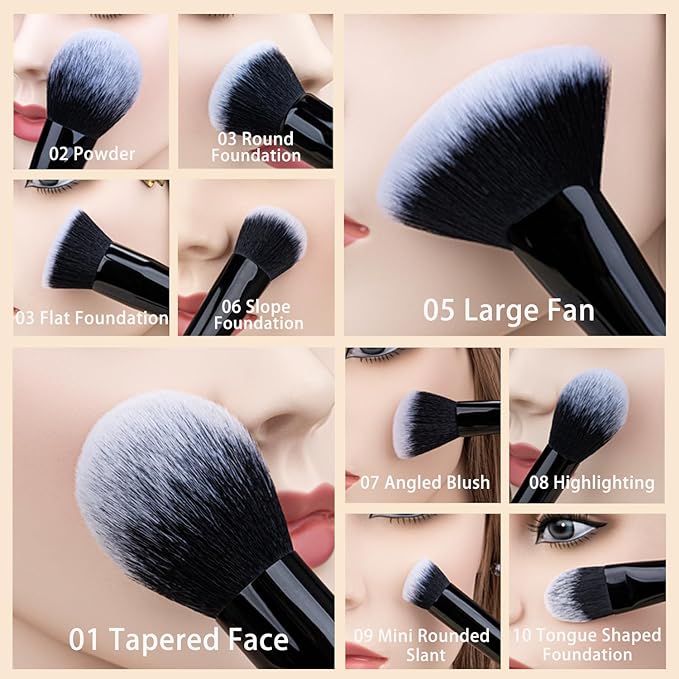 29pcs Black Professional Makeup Brush Set Kabuki Powder Concealers Eye shadows Blush Eyeliner Eyebrow Contour Eye blending Brushes (29pcs brush)