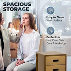 Buy-Rite Electra Metallic Styling Trolley in Gold – Durable Metal Salon Station with 3 Large Drawers, Side Appliance Holder, and Industrial Casters for Hot Tools & Hair Styling, CHM-2883-GLD