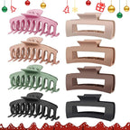 TOCESS 8 Pack Big Hair Claw Clips for Women Large Claw Clip for Thin Thick Curly Hair 90's Strong Hold 4.33 Inch Nonslip Matte Jumbo Hair Clips (8 Pcs)