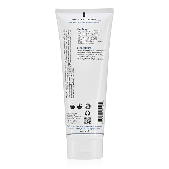 Men's Firm Hold Hair Gel for Aggressive Styles - Paraben-Free Hypoallergenic Formula for Sensitive Skin, No Irritations - 8 oz