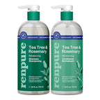 Renpure Tea Tree & Rosemary Shampoo and Conditioner Set, Plant Based - Refreshes & Rebalances Hair and Scalp - For Oily/Normal Hair - Tea Tree Leaf Oil, Rosemary Leaf Extract - 24 Fl Oz each, 2 Pack