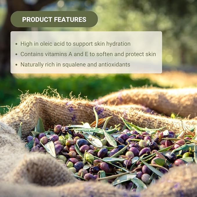 Olive Oil - 100% Pure Cold Pressed Natural Olive Oil (Aceite de Oliva) for Essential Oils Dilution, Massage & Skincare - Premium Grade (16oz)