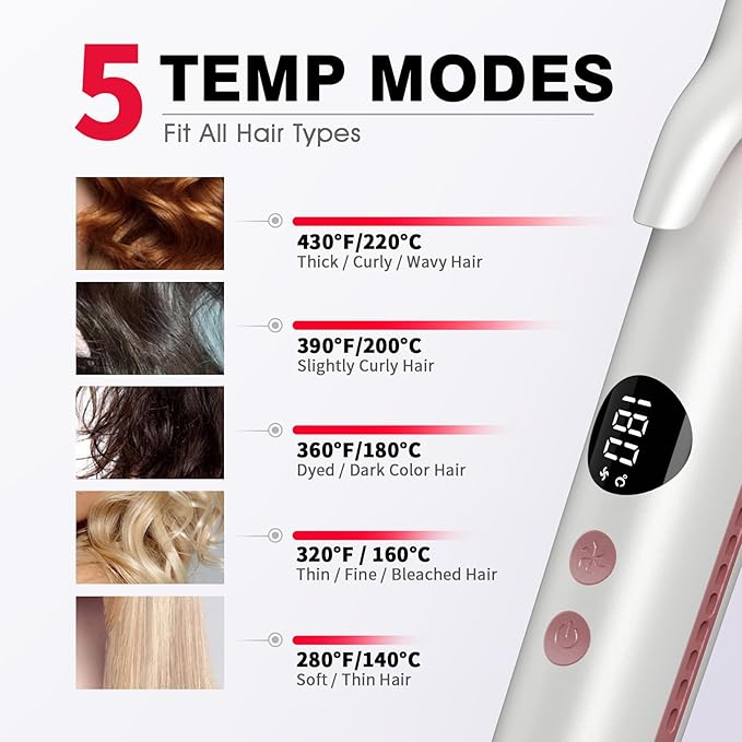 Airflow 2-in-1 Hair Straightener & Curler, Titanium Flat Iron with 360° Cooling Vents for Style Locking | Dual Voltage for Travel, 5 Heat Settings, Auto Off & 15s Fast Heat-Up