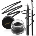 LAVONE Eyeliner Set - Waterproof Makeup Kit with Liquid Eye Liner Pencil, Gel Eyeliner and Angled Eye Liner Brush, Waterproof, Smudge Resistant, Long Lasting Formula - Black