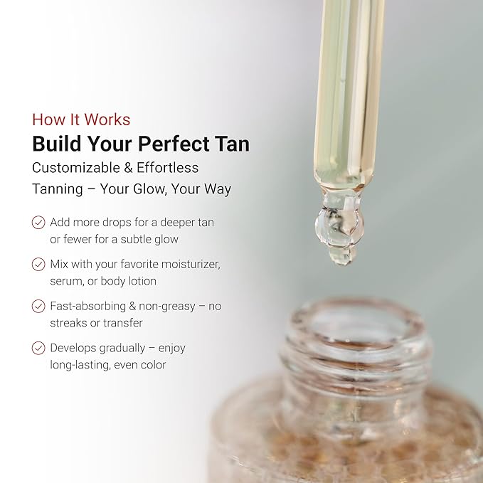 LifeCell Glow Self-Tanning Drops for Face & Body, DHA & Squalane Formula, Customizable Tan, Streak-Free, Hydrating, Fragrance-Free, Non-Comedogenic, Safe for All Skin Types, 1 Fl Oz