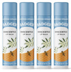 Badger Unscented Classic Lip Balm, 100% Organic Lip Balm for Sensitive Lips, Long Lasting Lip Moisturizer w/Light Silky Texture, 4 Pack