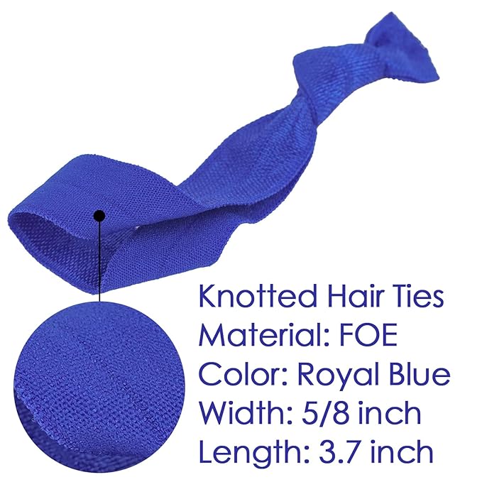 MEEDEE Royal Blue Hair Ties for Women - 100 Pack Soft Knotted Ribbon Hair Ties, No Crease, No Damage, Ouchless for Pony Tails, Yoga, and Elastic Bracelets