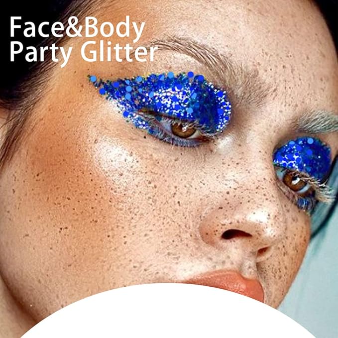Blue Face Glitter Gel,4th of July Accessories, Independent Day Body Glitter Gel,Fourth of July Outfits for Women,Sparkling Hair Chunky Glitter Music Festival Rave Sequins,50ML