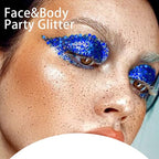 Blue Face Glitter Gel,4th of July Accessories, Independent Day Body Glitter Gel,Fourth of July Outfits for Women,Sparkling Hair Chunky Glitter Music Festival Rave Sequins,50ML