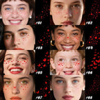 10 Styles Red Glitter Freckles Face Tattoo, Waterproof Sparkle Cute Star Butterfly Face&Body Glitter Speckles Patches for Women, Metallic Temporary Tattoo Accessories Makeup for Rave
