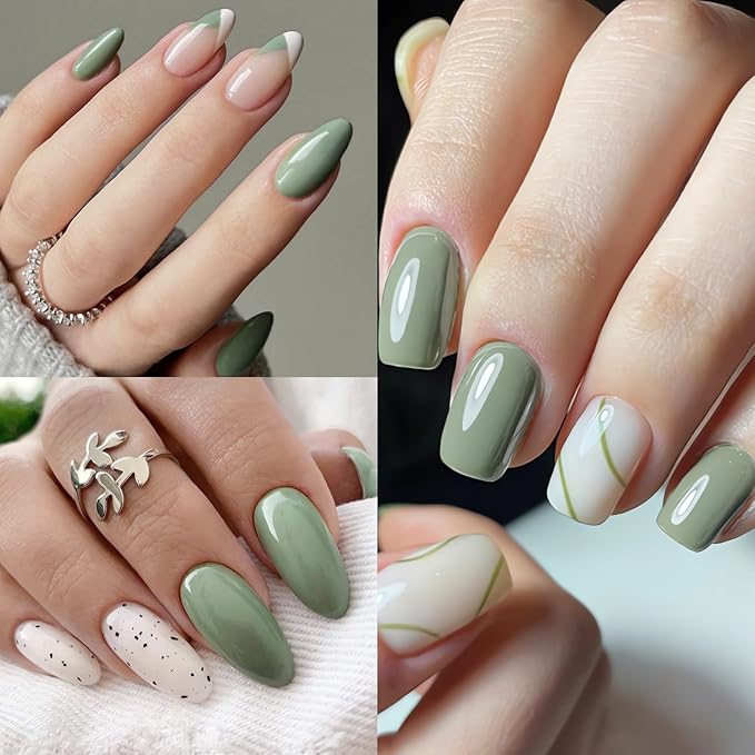 AILLSA Sage Green Gel Nail Polish Pastel Fern Green Gel Polish Olive Color Gel Polish Long Lasting Soak Off U V Gel Nail Art Manicure Salon DIY Saint Patrick's Day Gifts 0.51 Fl Oz/GB124