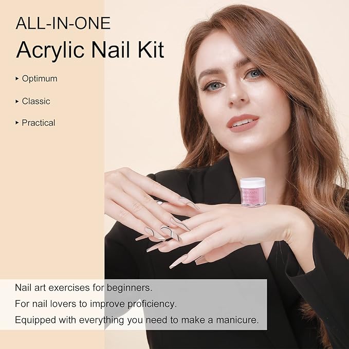 SAVILAND Acrylic Nail Kit with Drill: Nail Kit for Beginners with Everything Professional All-In-1 Acrylic set Gel Polish U V Light Full Tools DIY Salon Home Gift Set