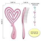 Detangler Brush – Heart-Shaped Detangling Brush for Curly, Wavy, Thick Hair – Sakura pink Hairbrush for Women with Bowl-Curve, Flexible Bristles, Blow Dryer Safe, Regular