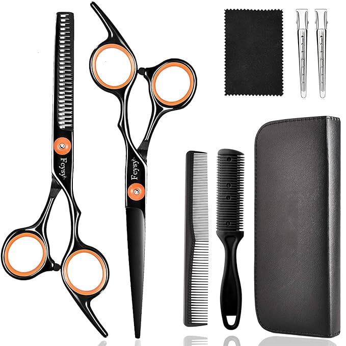 Hair Cutting Scissors Thinning Shears Kit, Fcysy Professional Hair Blending Scissor Kit, Barber Shears Haircut Salon Trimming Scissors for Women Men Pet