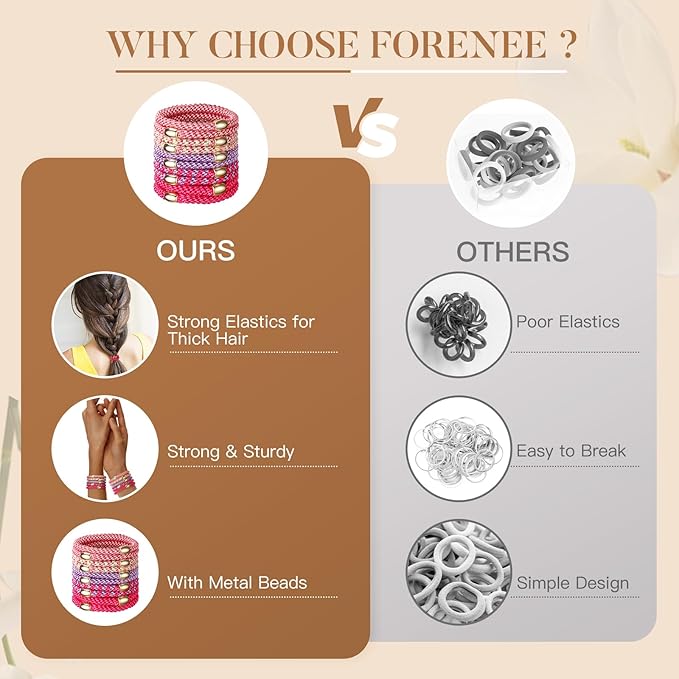 Hair Ties No Damage - 10PCS Ponytail Holders - Elastic Hair Ties for Thick Hair - Braided Hair Bands for Women Girls's Hair - Beautiful Girlfriends