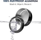 24 Pack 2 Ounce Screw Top Aluminum Tin Jar with Screw Clear Lid and Blank Labels, Refillable 60ml Metal Containers for Lip Balms, Candles, Salves, Spices, Crafts (Black)