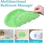 2-in-1 Shower Foot Scrubber Mat, Heavy Duty Bath Brush with Suction Cups, Back Scrubber and Mat Wall Mounted, Exfoliating Foot Scrubber for Men and Women(Green)