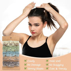 Boho Hair Ties with Beads, 25 PCS 5 Styles Cute Elastic Hair Bands for Thick or Thin Hair, No Damage Hair Tie Bracelets in Blue for Girls and Women