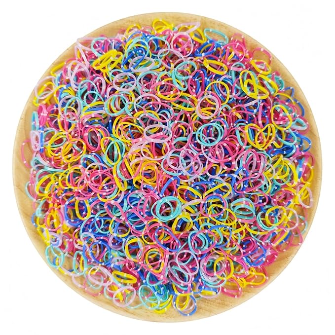 3200 Pcs Elastic Rubber Bands Small Hair Ties Hair Rubber Mini Hair Bands Hair Elastics Tiny Soft Holder Ponytails for Girls (Spring Color with dots)