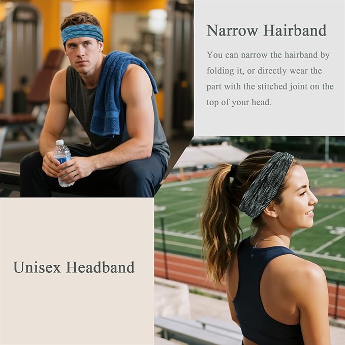 Headbands For Women Headband Elastic Soft Head Bands For Women's Hair Accessories Womens Fashion Yoga Fabric Hair Band Space Dye 6 Pcs