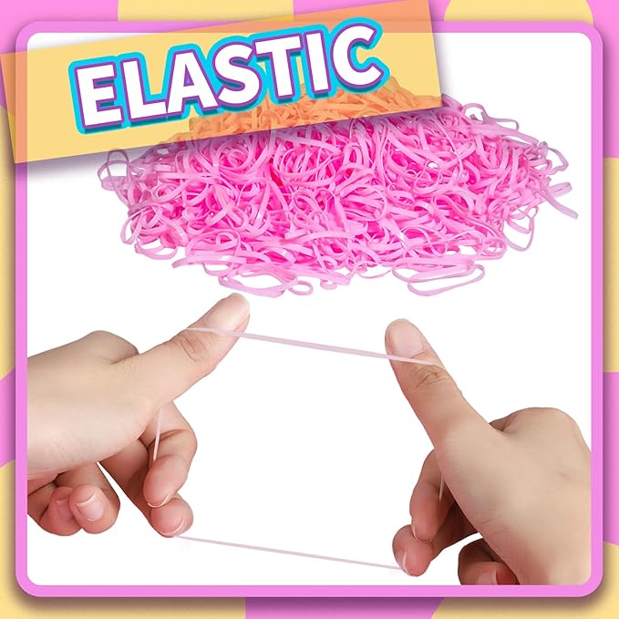 Teenitor Hair Bands, Rubber Elastics, 300pcs, Pink