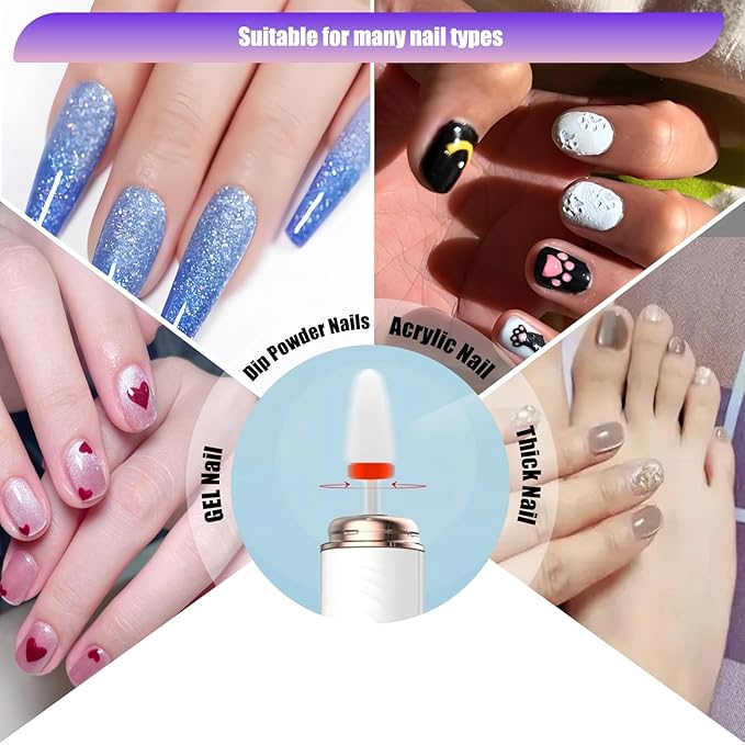 Professional Cordless Nail Drill Kit - Electric Nail File for Manicure Pedicure, Rechargeable & Portable with 6 Bits, Dust Collector, Quiet 30,000 RPM - Gifts for Women/Nail Tech