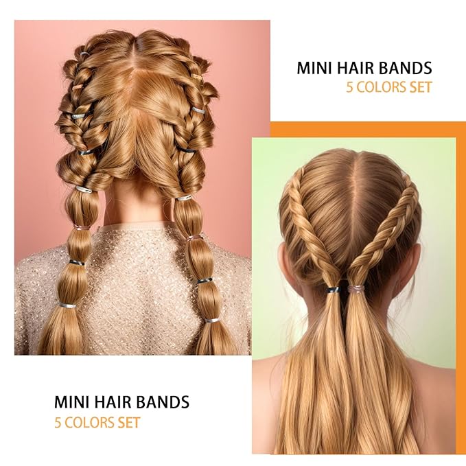 YGDZ Elastic Hair Bands, 5 Colors 600 pcs Hair Ties, Mini Hair Rubber Bands, Elastic Hair Ties for Girl, Ponytail Holders, Hair Accessories for Men, Women, Toddler, Neutral Colors