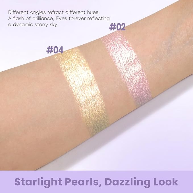Holographic Champagne Gold Glitter Eyeshadow, Multichrome Shimmer Color Shifting Single Eyeshadow, Chameleon Metallic Iridescent Eye Shadow Palette Bouncy Texture Fairy Highlighter Makeup #4