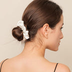 Silk Scrunchies for Women, 100% Mulberry Silk Hair Ties No Damage, Gentle No-Pull Elastic Ponytail Holders, 1Pc (Ivory)