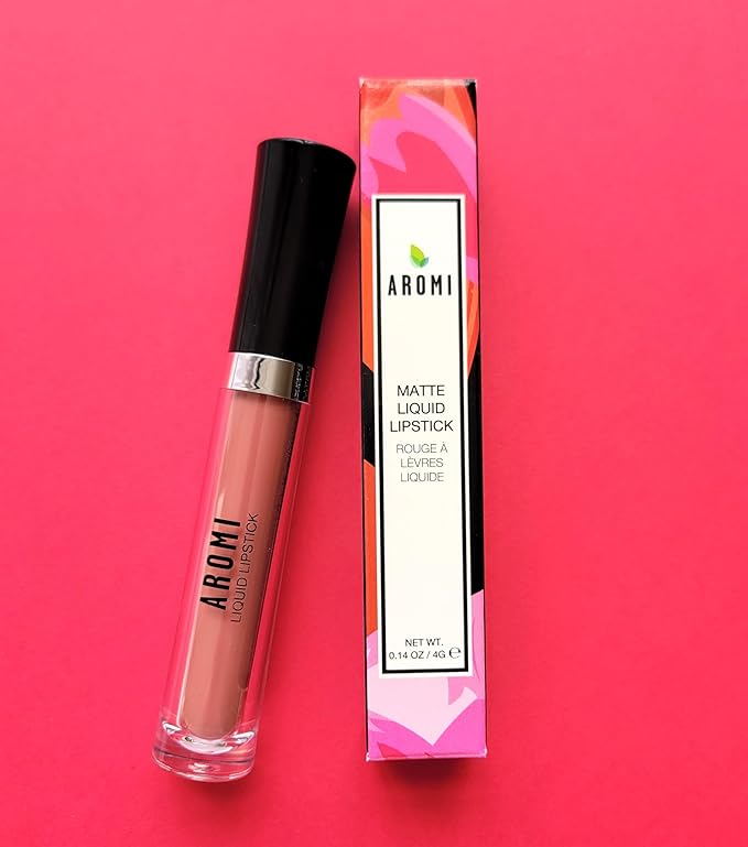 Aromi Peach Matte Liquid Lipstick | Peachy Nude Lip Color, Pink Caramel, Vegan, Cruelty-free, Long-Lasting, Kiss Proof, Handmade (Fuzzy Peach)