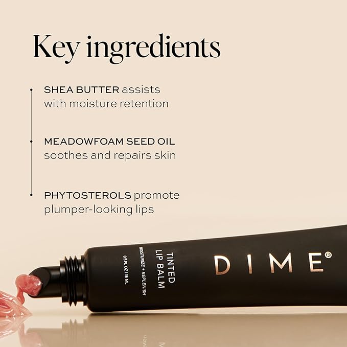 DIME Beauty Tinted Lip Balm (Desert Rose) - Hydrating Tinted Lip Balm and Gloss, Vegan & Cruelty-Free, Anti-Aging Lip Care, .5 oz / 15 ml