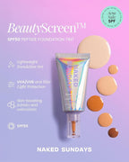 Naked Sundays BeautyScreen™ SPF 50 Peptide Foundation Tint – Tinted Sunscreen & Skincare Makeup with Zinc Oxide, Niacinamide – Lightweight Natural Coverage, 2.5 Light Neutral, 1.01 oz