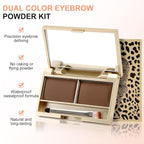 Boobeen Eyebrow Powder Kit, 2-color Waterproof Eyebrow Palette Makeup to Definer & Filler Brows, Eyebrow Color Powder Shape Natural Looking Brow - with Mirror Brush