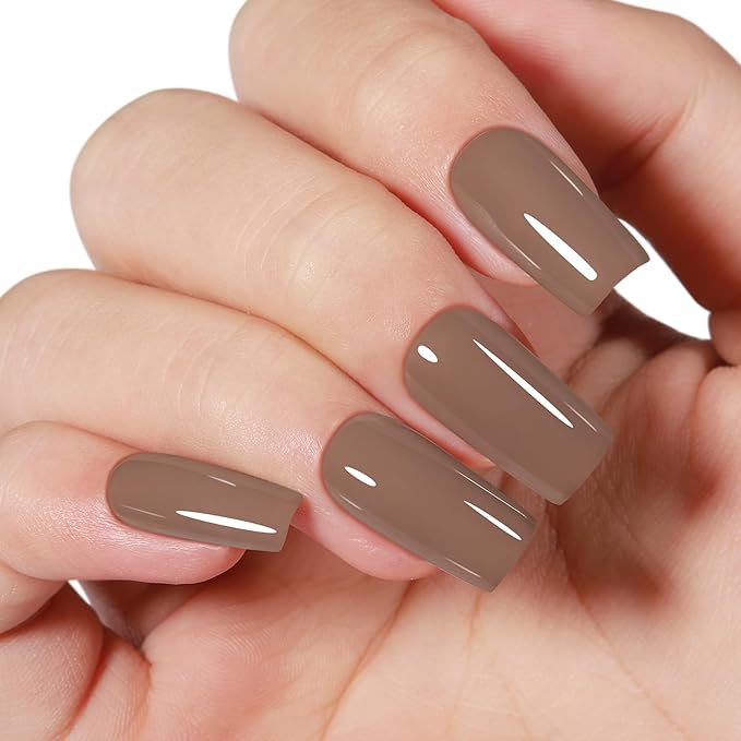 AILLSA Caramel Brown Gel Nail Polish Coffee Dark Nude Polish Fall Winter Color Jelly Gels Nail Polish Natural Sepia Long Lasting Soak Off U V Gel Nail Salon DIY Holiday Gifts for Women 0.51 Fl Oz/GF06